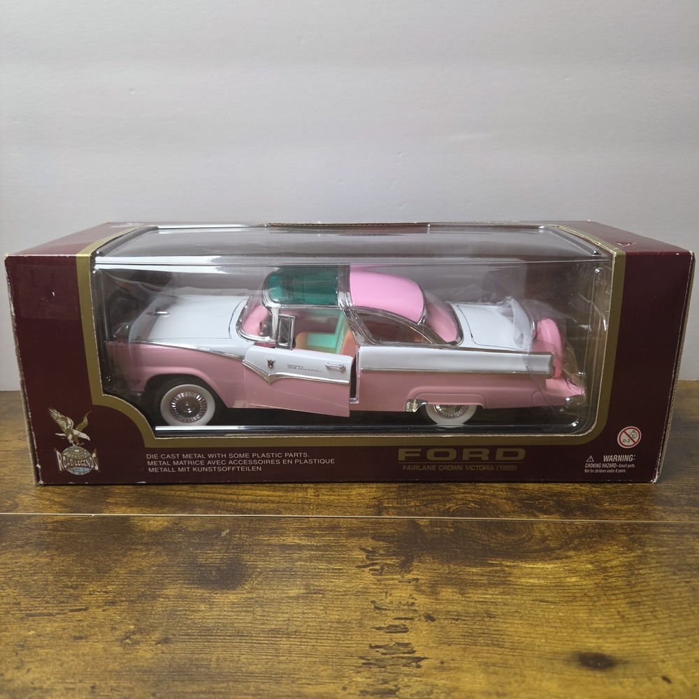 Road Legends 1:18 1955 Ford Fairlane Crown Victoria Pink / White Diecast NIB